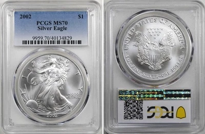2002 Silver Eagle PCGS MS70 Classic Blue Label - Image 1 of 3