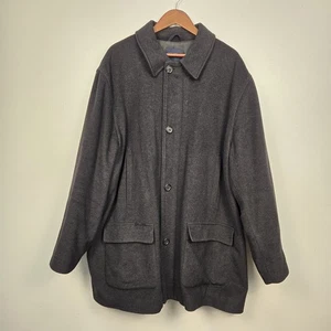Brooks Brothers Men's Wool Cashmere Coat XXL Black Zip Button Front Jacket - Picture 1 of 14
