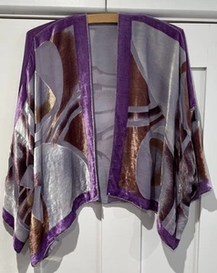 Besarani Statement Silk Blend Velvet Geometric Print Art Deco Style Kimono O/S - Picture 1 of 7