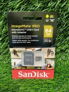 New! SanDisk 64GB ImageMate PRO microSDXC UHS-I w/ Adapter 170MB/s - Picture 1 of 4