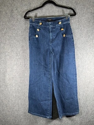 ANN TAYLOR Jean Women 0P Dark Wash Wide Leg Stretch Sailor Nautical Denim - Image 1 of 4