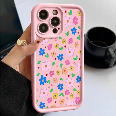 Phone Case For iPhone 16 15 14 13 Pro Max 16E 12 11 XS 7 8 Silicone Flower Cover - Image 1 of 4