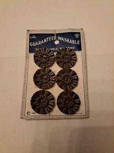 Vintage Le Chic garantiert waschbar modische Knöpfe 6 runde gewellte Kante - Bild 1 von 4