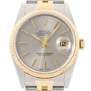 Rolex Mens Datejust Gray Dial 18K Gold Steel 2Tone 16013 Jubilee Watch - Picture 1 of 7