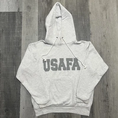 Sudadera con Capucha Reflectante Gris Vintage Air Force Academy Pull Over Años 80 90 USAFA Talla M Foto 1 de 4