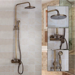 Antiguo juego de grifos de ducha de latón lluvia para baño combo grifo mezclador de mano grifo - Imagen 1 de 7