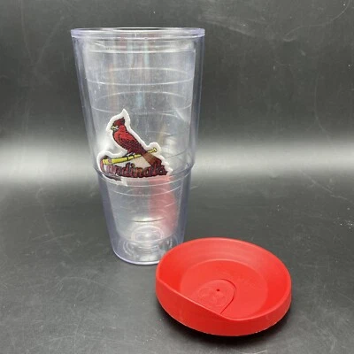 Taza de viaje Tervis St Louis Cardinals vaso 24 oz transparente con tapa roja STL Foto 1 de 4