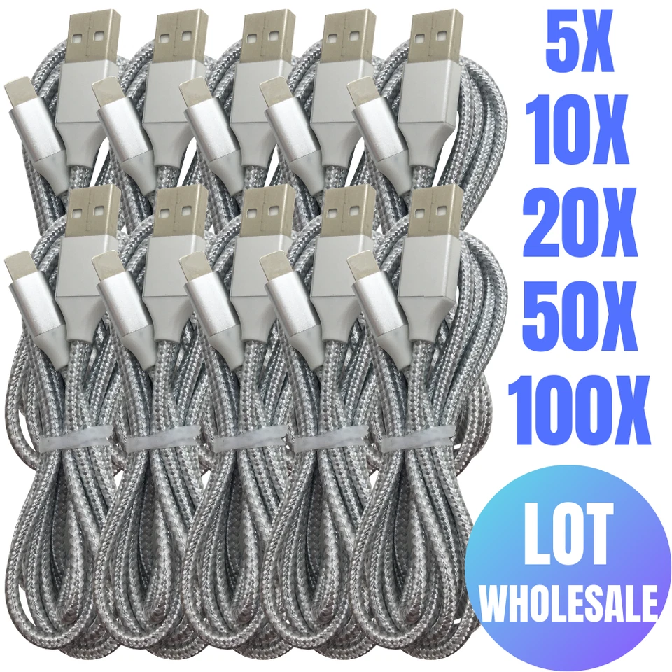 LOTE de cables de carga rápida de carga rápida de 6 pies para iPhone 14 13 12 11 XR 8 Foto 1 de 4