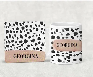 Set Tazza e Sottobicchiere Donna Personalizzato Stampa Animalier Dalmata Amico Collega - Foto 1 di 1