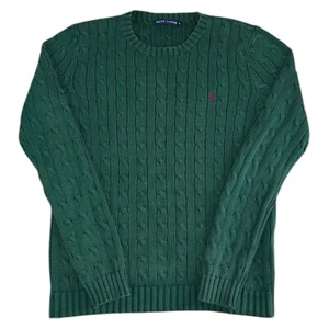 Ralph Lauren Cable Knit Jumper Round Neck Pullover Y2K Sweater Womens Medium - Picture 1 of 7