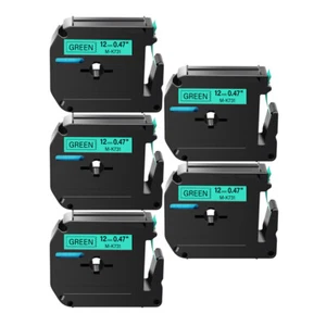 5PK MK-731 MK731 Black on Green Label Tape for Brother P-Touch PT-70BM 12mm 1/2" - Picture 1 of 11