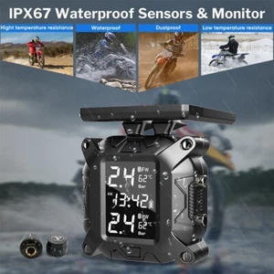 Motor sistema de monitoreo de presión de neumáticos TPMS solar para motocicleta con 2 sensores externos - Imagen 1 de 12