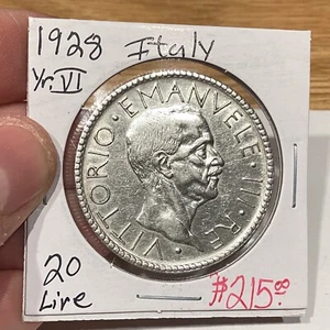 ITALIEN 1928 20 LIRE SILBERMÜNZE KM 59 Au+ - Bild 1 von 6