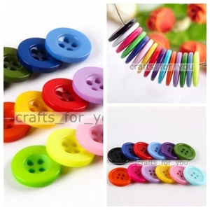 2-HOLE 4-HOLE COLOURED RESIN ROUND BUTTON FOR SEWING SCRAPBOOK HANDMADE CRAFTS - Picture 1 of 52