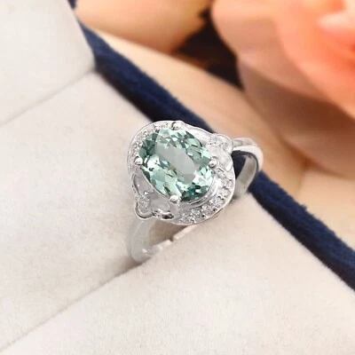 AAA Perfetto Sottile Verde Spinello 925 Argento Sterling Mano Fede Nuziale Gifts - Immagine 1 di 4