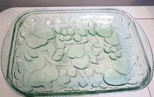Libbey 80s Fruit Green Glass Casserole Oven Proof Baking Dish- Minty - Picture 1 of 4