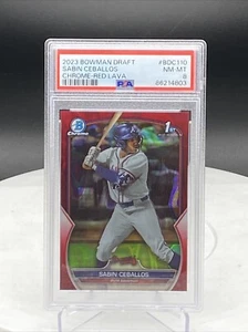 2023 Bowman Draft Baseball 1st Red Lava Chrome Refractor Sabin Ceballos /5 PSA 8 - Picture 1 of 2