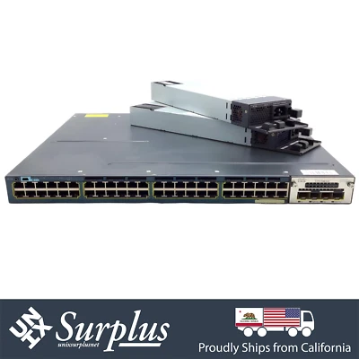 48 Port 1GB RJ45 Cisco WS-C3560X-48PF-S PoE+ Switch 2x PSU | 2x 10GB SFP+ - Image 1 of 4