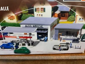 GAS / FUELING STATION with CAR WASH - HO Scale 107 pcs PLASTIC KIT FALLER - NEW - Picture 1 of 7