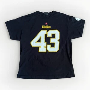 NFL Team Pittsburgh Steelers #43 Troy Polamalu Black T-Shirt Size L - Picture 1 of 3
