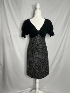 Armani Collezioni Knit, Boucle Pencil Sheath Dress Black Gray Sz 10 Empire Waist - Picture 1 of 18