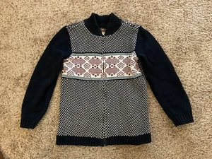 Tea Collection Boys Fair Isle Navy Red White Full Zip Sweater Cardigan XL 12 - Picture 1 of 6