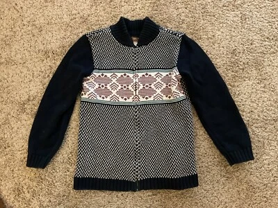 Cárdigan Suéter Cremallera Completa Tea Collection Boys Fair Isle Azul Marino Rojo Blanco XL 12 Foto 1 de 4