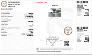 IGI CERTIFIED 0.4 Ct Natural Loose Diamond 4.6 mm Round Brilliant Cut H/I1 Grade - Picture 1 of 3