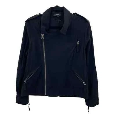 Miss Me Asymmetrical Zip Moto Jacket Womens Small Black Cotton Zip Pockets - Image 1 of 4
