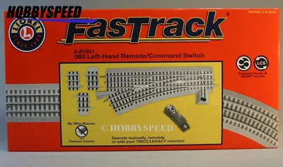 LIONEL FASTRACK 060 LEFT REMOTE/COMMAND SWITCH track o gauge turnout 6-81951 - Image 1 of 4