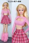 Fashion Pink 1/6 Doll Clothes Set Top Pleated Skirt 11.5' Accessories