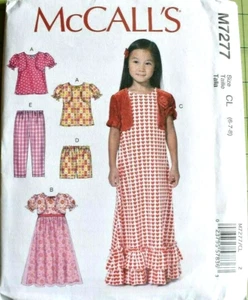 MCCALLS PATTERN 7277 TOP GOWNS SHORTS PANTS  GIRLS SIZES  6 7 8   UN-CUT - Picture 1 of 2