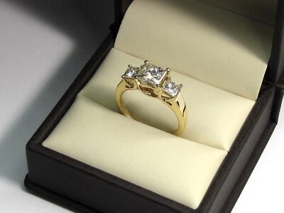 2.05 Ct Princess Cut Lab Created Diamond Anniversary Ring 14k Yellow Gold Size 7 - Image 1 of 4