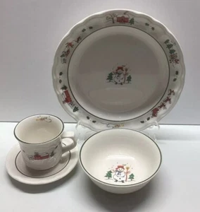 Pfaltzgraff SNOW VILLAGE 4 Piece Place Setting, Dinner Plate, Bowl, Cup & Saucer - Picture 1 of 9