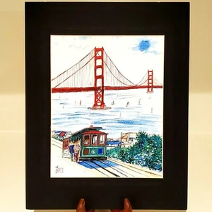 PINTURA CHINA PINCEL PUERTA DORADA PUENTE POR ARTISTA DICK YAT NG IMPRESIÓN LÁSER  - Imagen 1 de 12