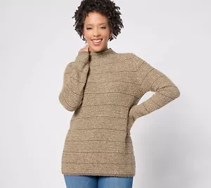 Suéter LOGO de Lori Goldstein Talla L Cuello Simulado Rayas Boucle CHOC. CHIP A628698 - Imagen 1 de 1