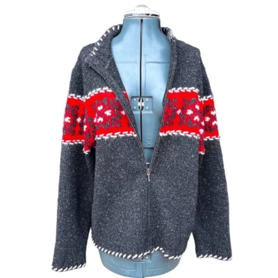 Cárdigan NORDIC DESIGN Fair Isle Eagle Eye cremallera LANA DE CORDERO/Tejido seda Talla-XL Foto 1 de 4