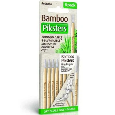 Piksters Bamboo Interdental Brush - Size 2 White 0.90mm - 8 Brushes Per Pack