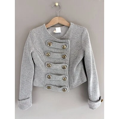 Little Mass Herringbone Military Style Gold Button Dress Coat Girl's 6 - Image 1 of 3