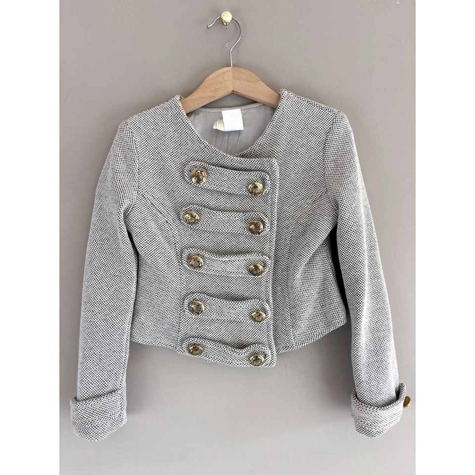 Little Mass Herringbone Military Style Gold Button Dress Coat Girl's 6 - Image 1 of 3