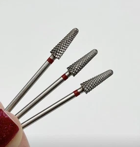 Hartmetall Nagel Bohrer Rot Fein Silber Gel Acryl Entferner Kegel 4mm 1 Stück - Bild 1 von 1