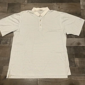 Peter Millar Polo Shirt Mens XXL White Striped Cotton Golf Four Seasons - Picture 1 of 7