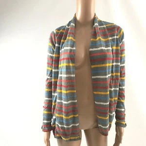 Poof New York Junior Open Front Cardigan Size S Sweater LongSleeve Top Striped  - Picture 1 of 5