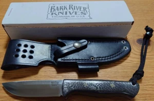 New BARK RIVER knife BRAVO 1 CPM 3V Black Carbon Fiber Blue Liner Mosai with box - Picture 1 of 7