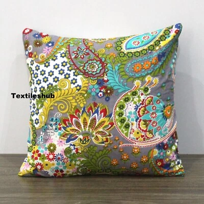 Indian Multi Paisley Cotton Cushion Cover Pillow Cases Home Decorative Covers US - Image 1 of 4