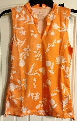 Polo de golf para mujer Nike sin mangas naranja floral - nuevo con etiquetas - talla: XSmall (CU9383-693) Foto 1 de 4