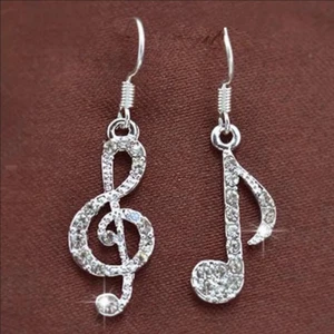 Asymmetrical Musical Notes Earrings Music Note Earring Holiday Gifts - Picture 1 of 4