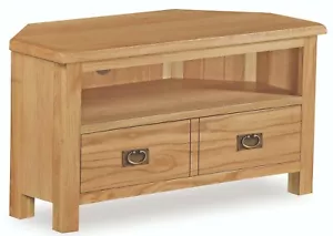 Baysdale Oak Corner TV Unit / Corner TV Stand / Corner Media Cabinet / TV Unit - Picture 1 of 24