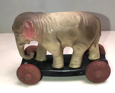 De colección Celuloide Elefante Tirar Juguete Ruedas de Madera Marcadas EE. UU. Japón Pre-Ocupado Foto 1 de 4