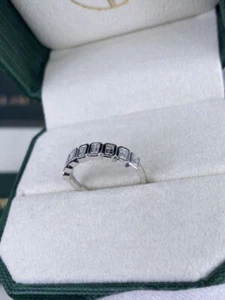 Emerald Lab-Created Diamond Bezel Set Ring 0.64ct F/VS 14k White Gold - Picture 1 of 7